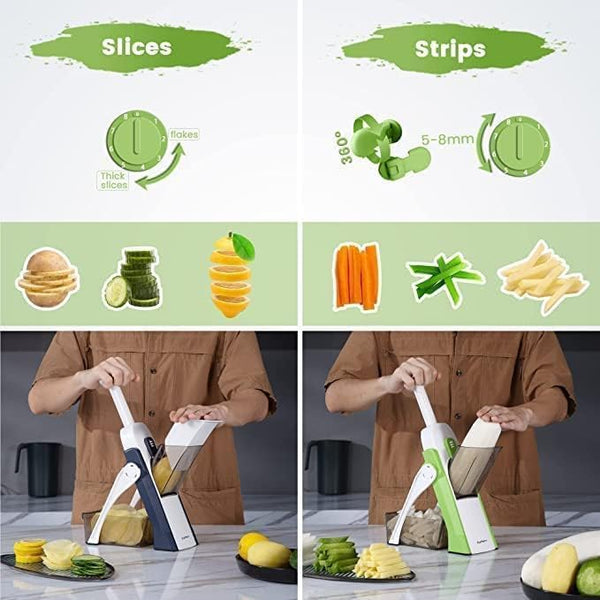 All in 1 Multi-Purpose Mandoline Slicer, Chopper, Dicer For Vegetable & Fruits With Stainless Steel Blade