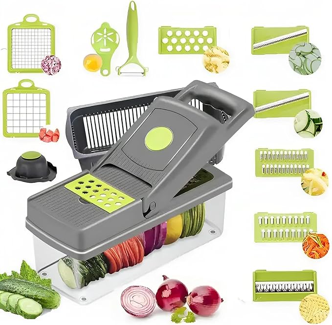 14 in 1 Multifunctional Vegetable Chopper, Mandoline Dicer, Slicer, With Container Box